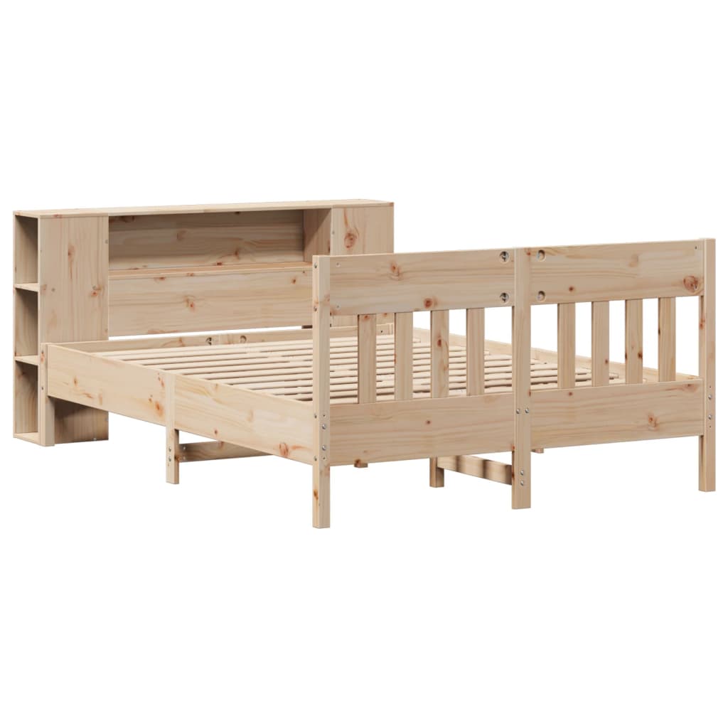 Bookcase Bed without Mattress 150x200 cm King Size Solid Wood Pine