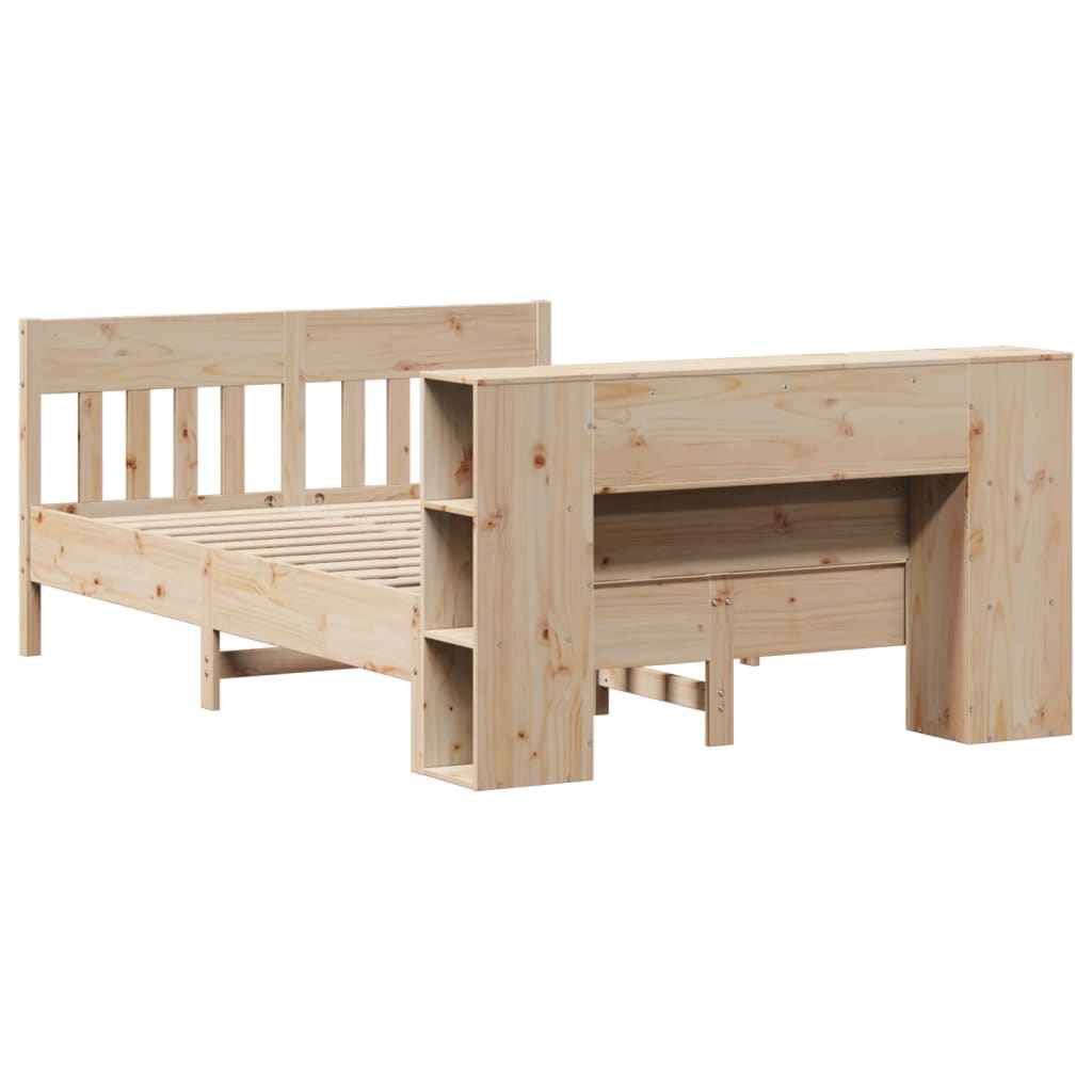 Bookcase Bed without Mattress 150x200 cm King Size Solid Wood Pine