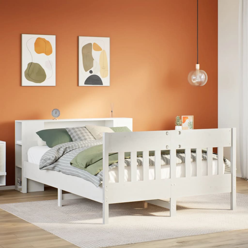Bookcase Bed Without Mattress King Size Solid Wood Pine