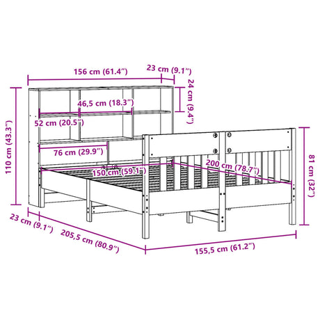 Bed Frame Without Mattress King Size Solid Wood Pine