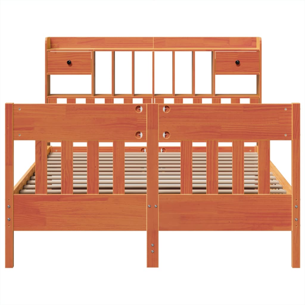 Bed Frame without Mattress Wax Brown 140x190 cm Solid Wood Pine