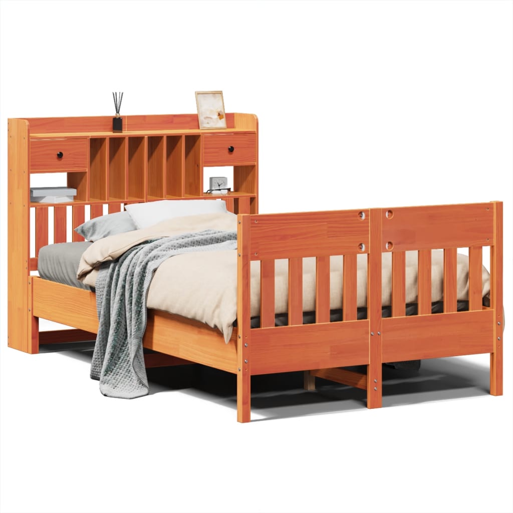 Bed Frame without Mattress Wax Brown 120x190 cm Solid Wood Pine