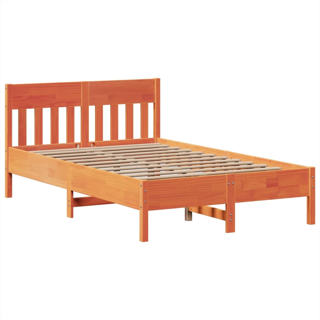 Bed Frame without Mattress Wax Brown 120x190 cm Solid Wood Pine