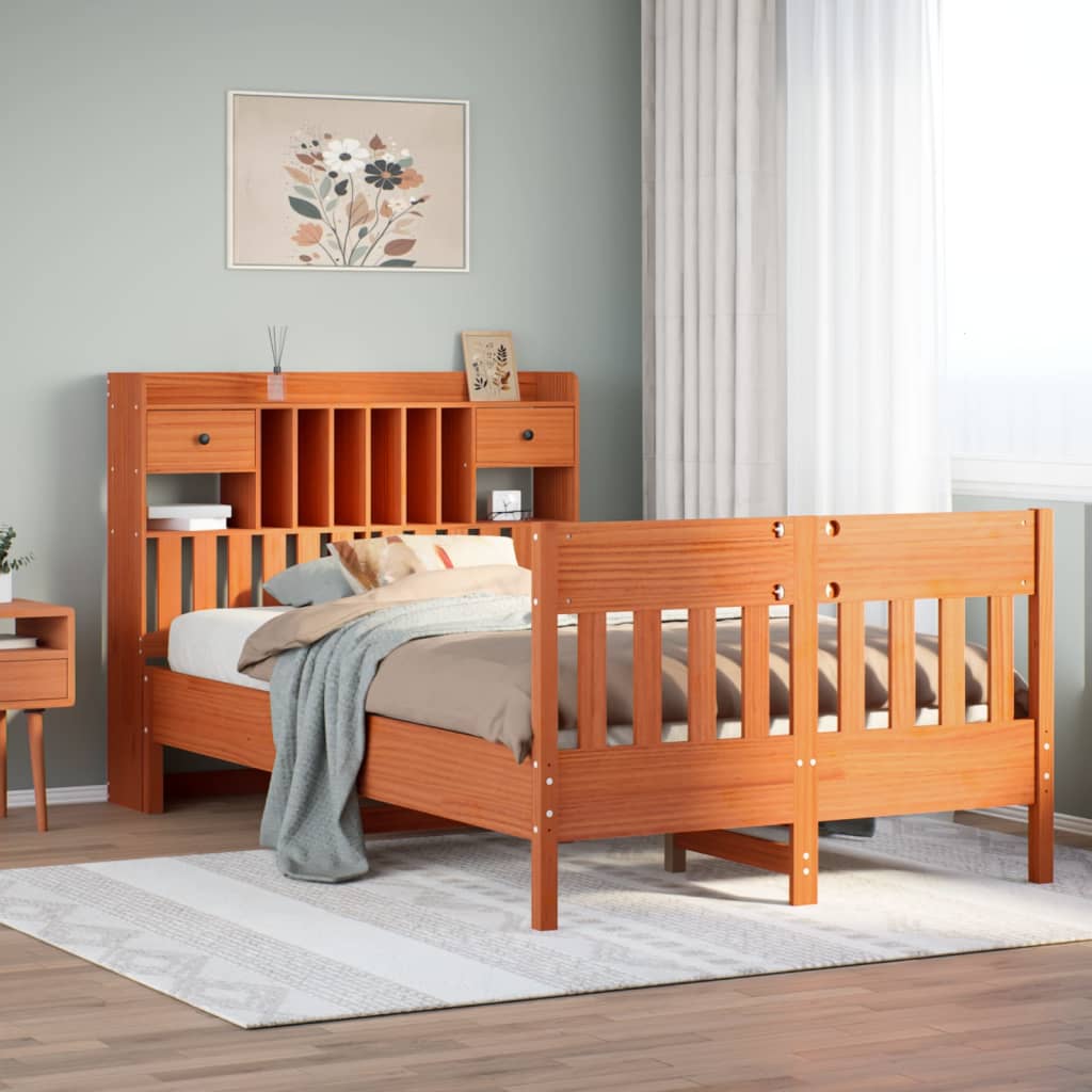 Bed Frame without Mattress Wax Brown 120x190 cm Solid Wood Pine