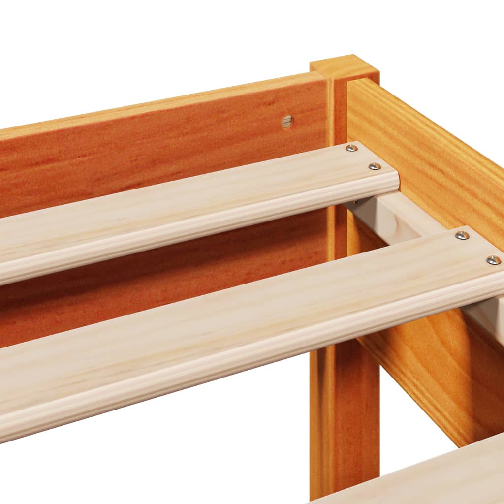 Bed Frame without Mattress Wax Brown 200x200 cm Solid Wood Pine