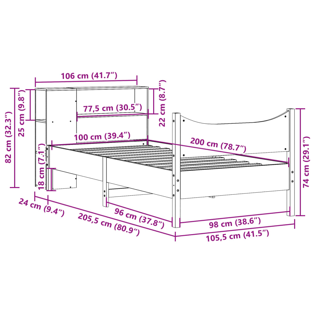 Bed Frame Without Mattress Solid Wood Pine
