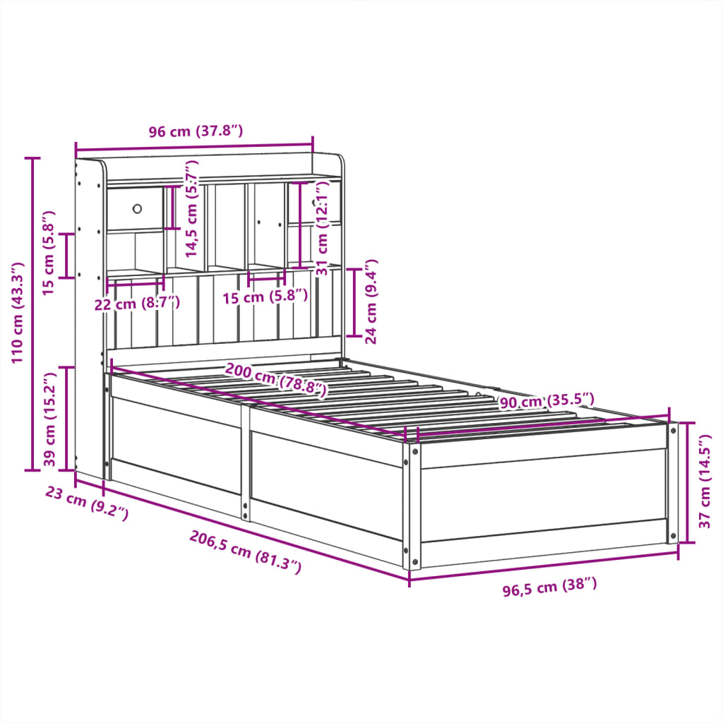 Bed Frame Without Mattress Solid Wood Pine