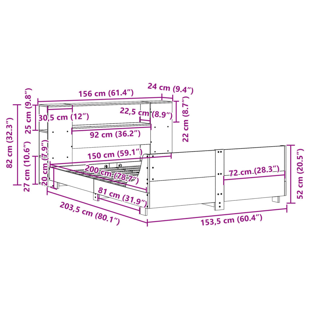 Bed Frame Without Mattress King Size Solid Wood Pine