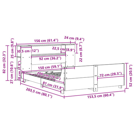 Bed Frame Without Mattress King Size Solid Wood Pine