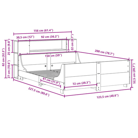 Bed Frame Without Mattress King Size Solid Wood Pine
