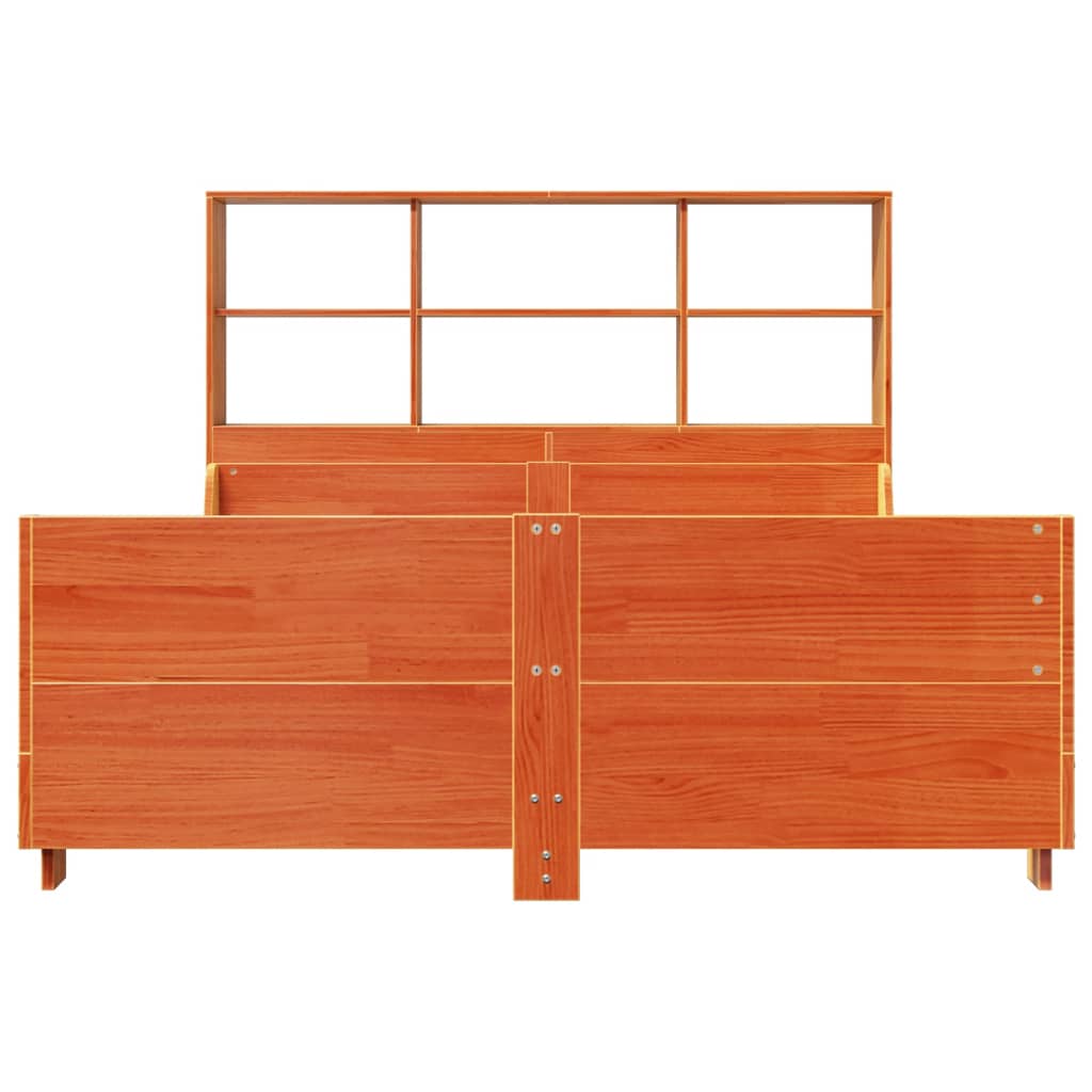 Bookcase Bed without Mattress Wax Brown 150x200 cm King Size Solid Wood