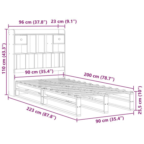 Bookcase Bed Without Mattress Solid Wood Pine