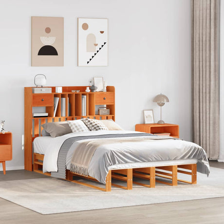 Bookcase Bed Without Mattress Solid Wood Pine
