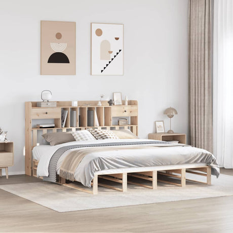 Bookcase Bed Without Mattress Solid Wood Pine