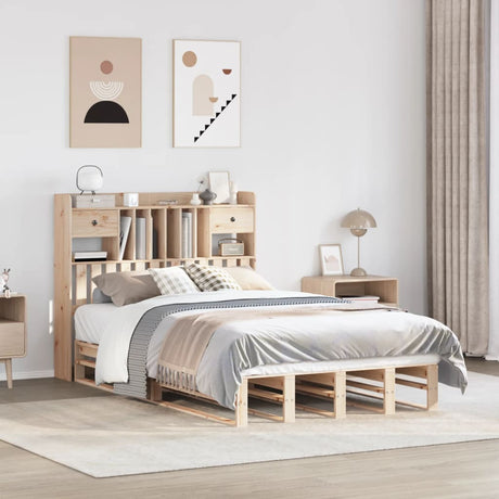 Bookcase Bed Without Mattress Solid Wood Pine