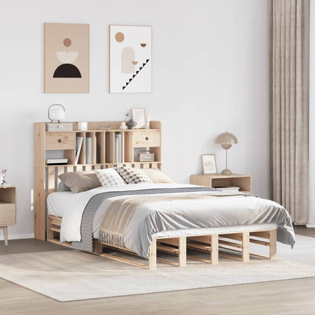 Bookcase Bed Without Mattress Solid Wood Pine