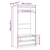 Wardrobe Old Wood 100x50x200 cm Engineered Wood