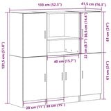 3 Piece Kitchen Cabinet Set Engineered Wood