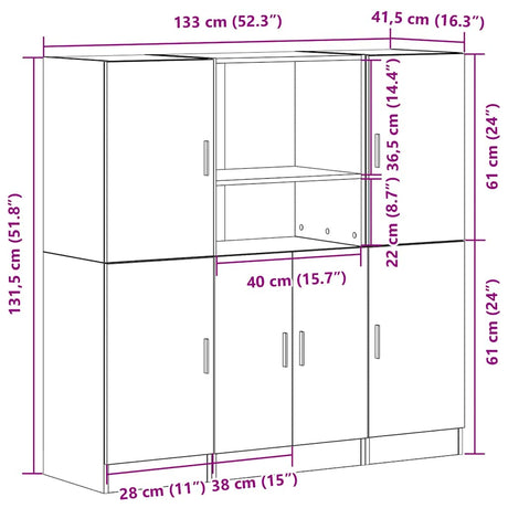 3 Piece Kitchen Cabinet Set Engineered Wood