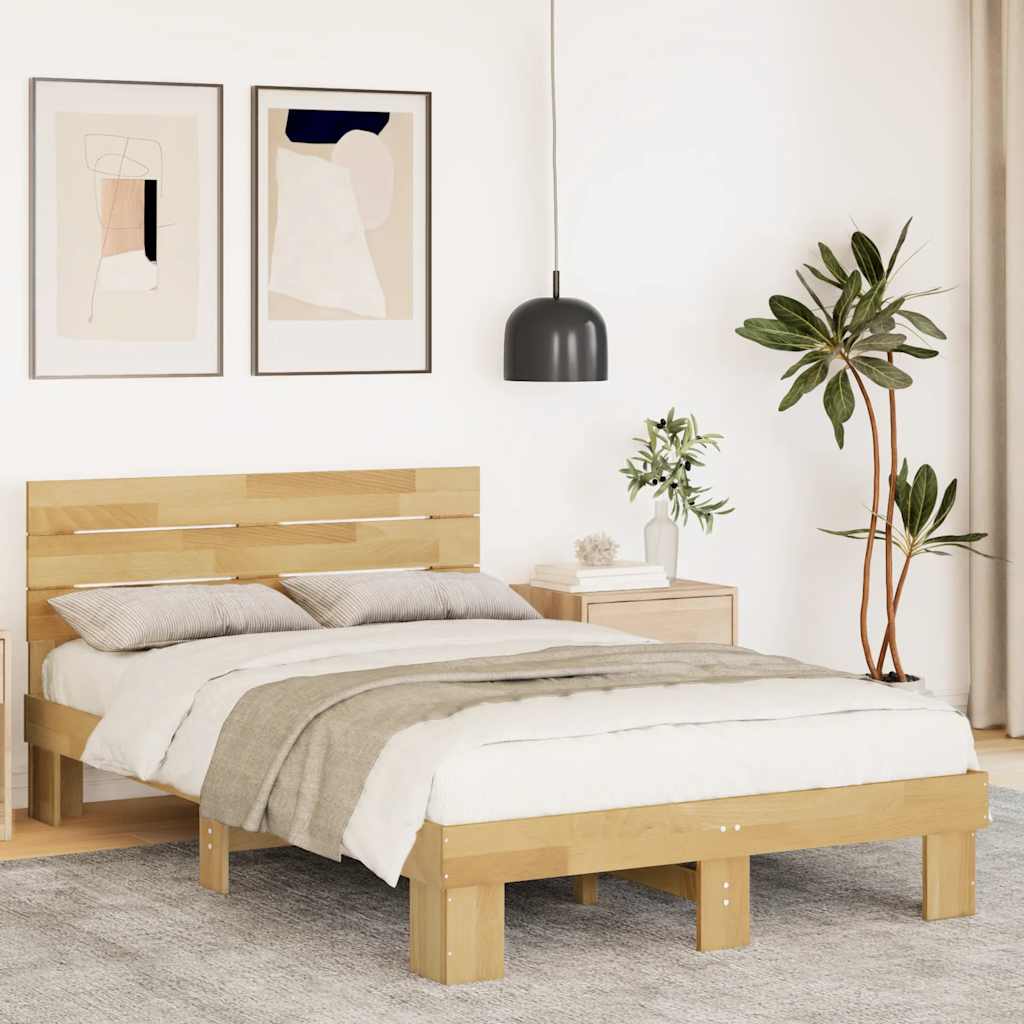 Bed Frame With Headboard Without Mattress Solid Wood Oak