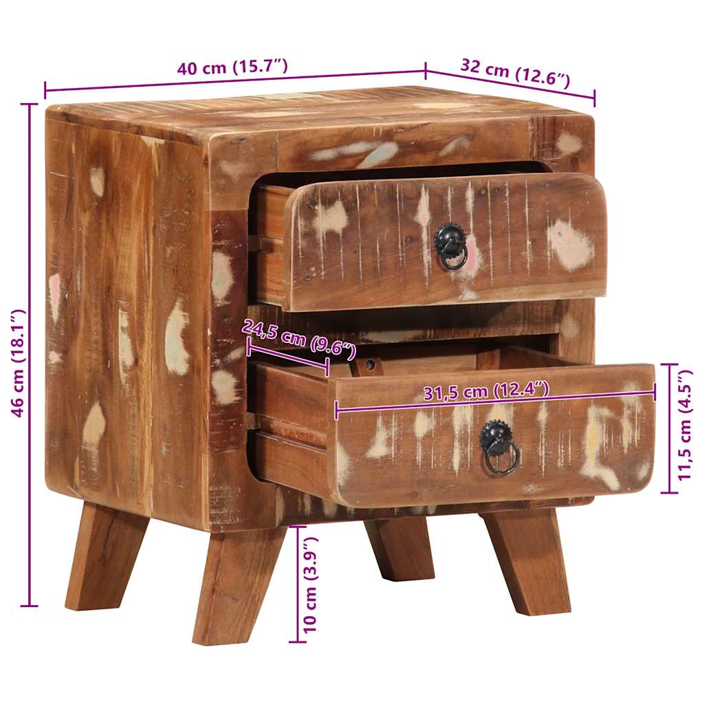 Bedside Cabinet 2 Pcs 40X32X46 Cm Solid Wood Reclaimed