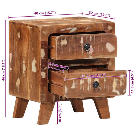 Bedside Cabinet 2 Pcs 40X32X46 Cm Solid Wood Reclaimed