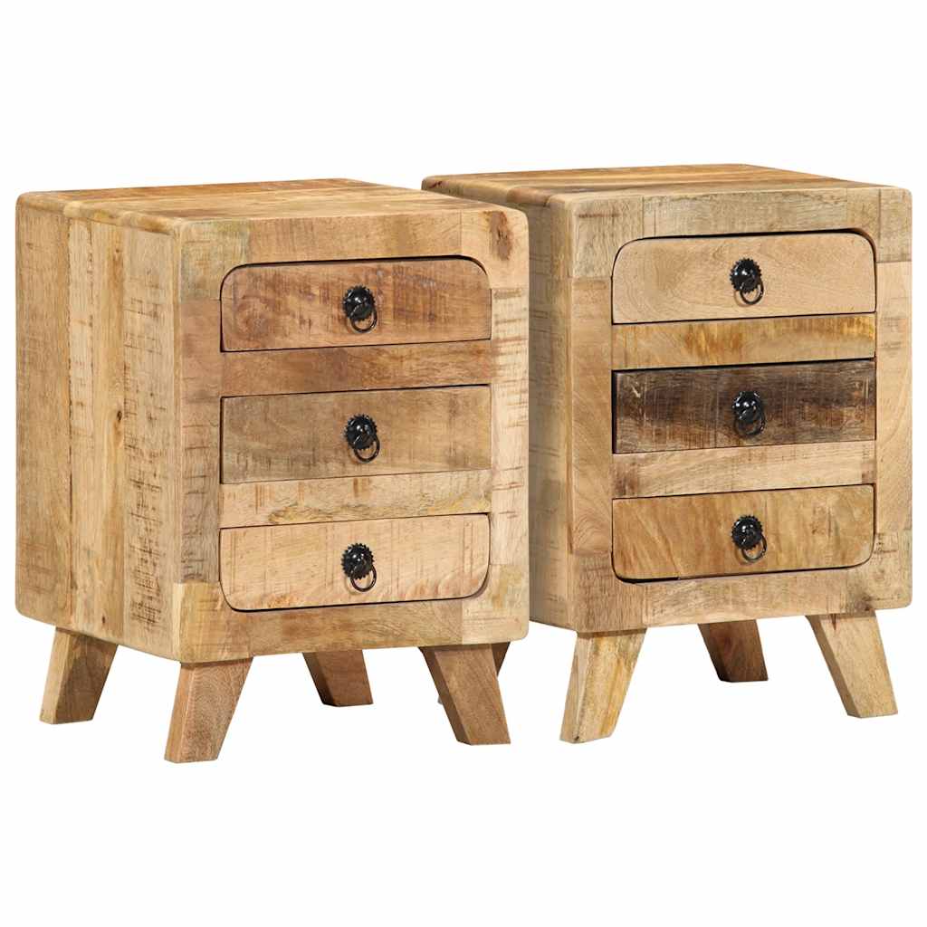 Bedside Cabinet 37X32X50 Cm Solid Wood Rough Mango
