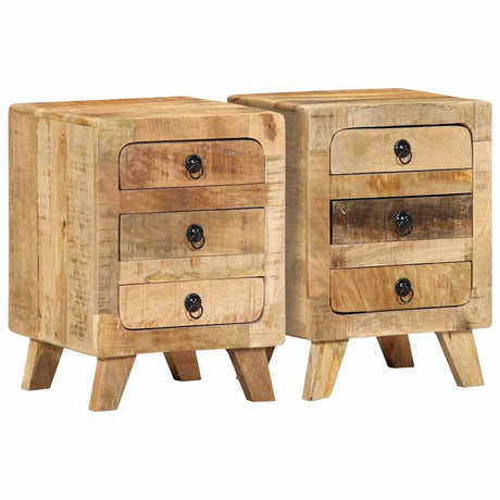 Bedside Cabinet 37X32X50 Cm Solid Wood Rough Mango