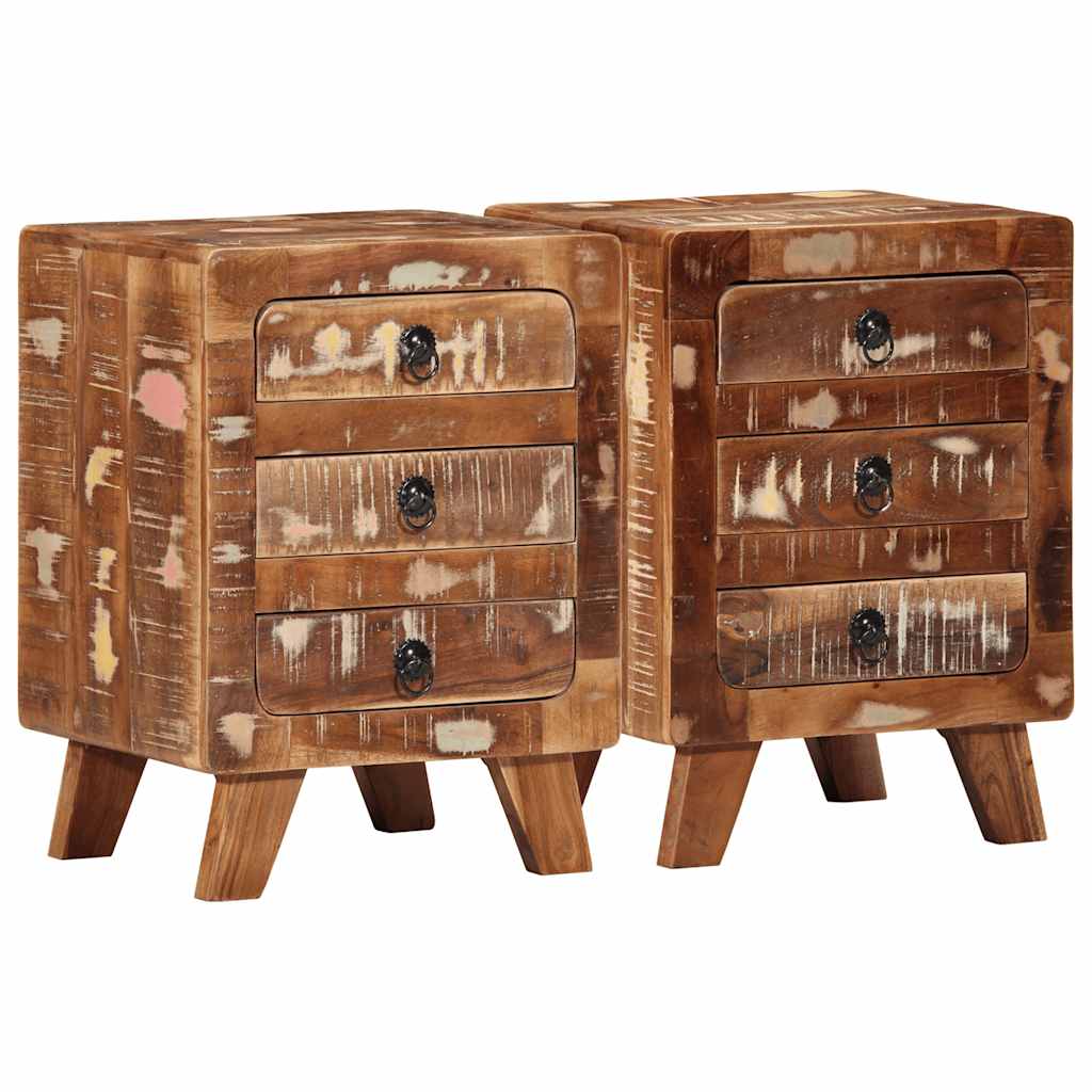 Bedside Cabinet 37X32X50 Cm Solid Wood Rough Mango