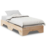 Bed Frame No Mattress Stackable Solid Wood