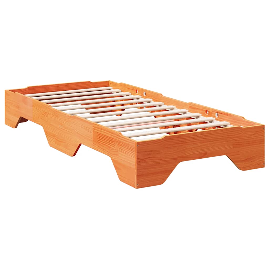 Bed Frame No Mattress Stackable Solid Wood