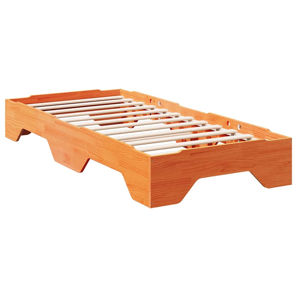 Bed Frame No Mattress Stackable Solid Wood