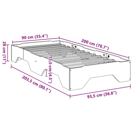 Bed Frame No Mattress Stackable Solid Wood