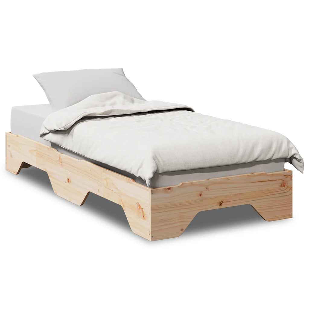 Bed Frame No Mattress Stackable Solid Wood