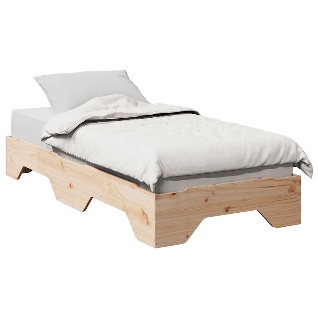 Bed Frame No Mattress Stackable Solid Wood