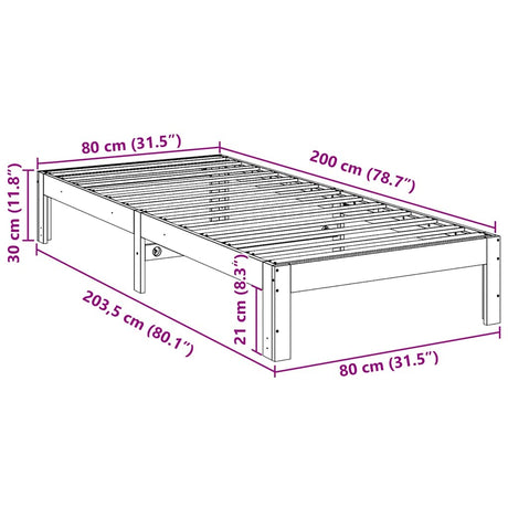 Bed Frame Without Mattress Solid Wood Pine