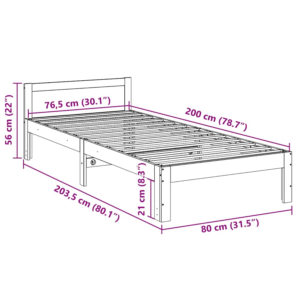 Bed Frame Without Mattress Solid Wood Pine