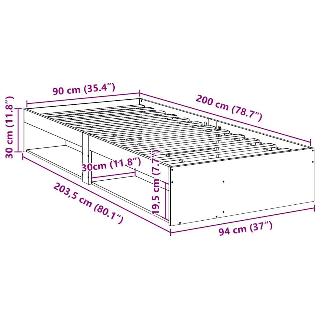 Day Bed Without Mattress Solid Wood Pine