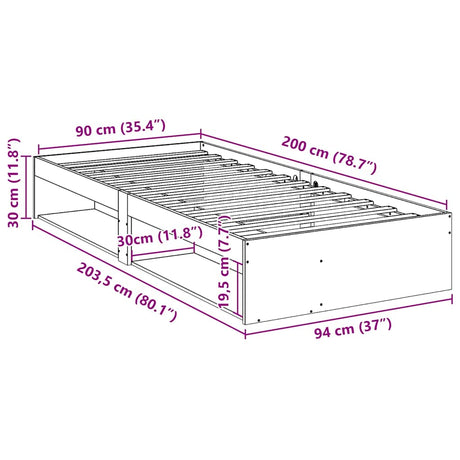Day Bed Without Mattress Solid Wood Pine
