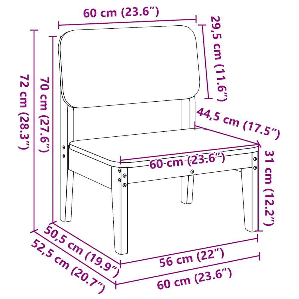 Garden Chair 60X52.5X72 Cm Solid Wood Pine