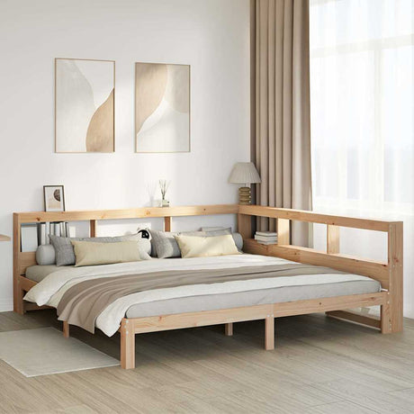 Bookcase Bed Without Mattress King Size Solid Wood Pine