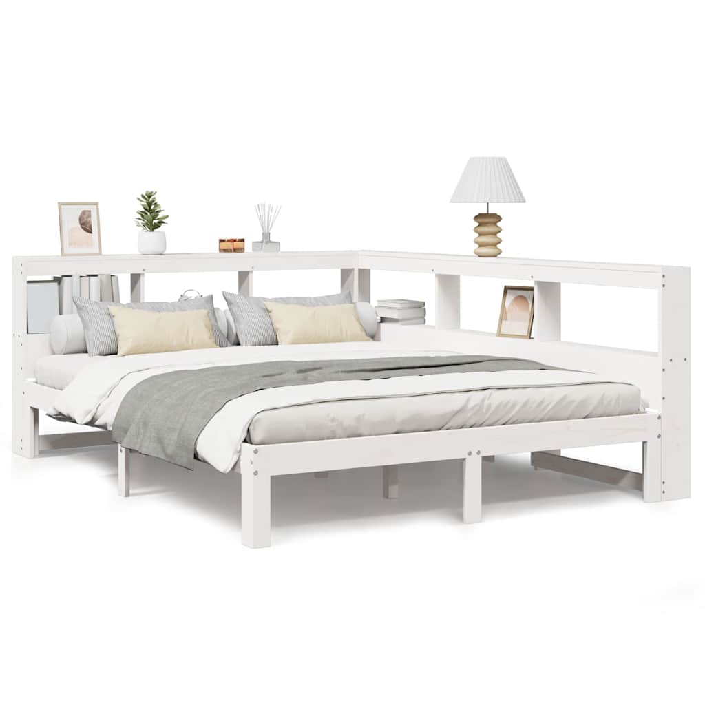 Bookcase Bed Without Mattress King Size Solid Wood Pine
