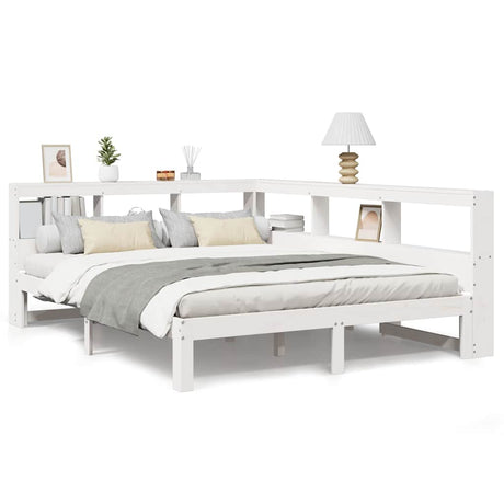Bookcase Bed Without Mattress King Size Solid Wood Pine