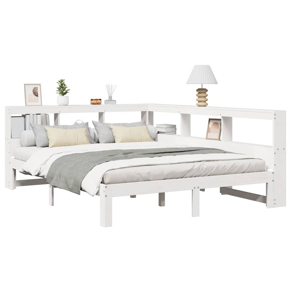 Bookcase Bed Without Mattress King Size Solid Wood Pine