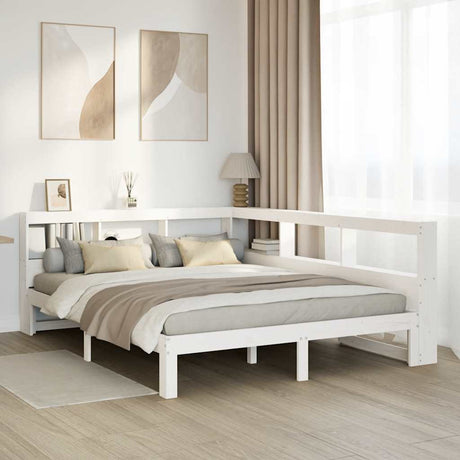Bookcase Bed Without Mattress King Size Solid Wood Pine