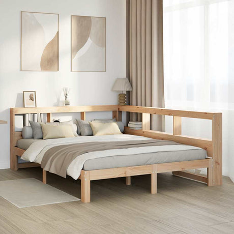 Bookcase Bed Without Mattress King Size Solid Wood Pine