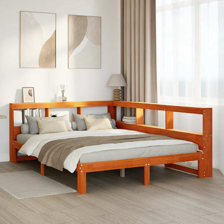 Bookcase Bed Without Mattress King Size Solid Wood Pine
