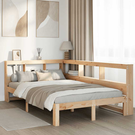 Bookcase Bed Without Mattress King Size Solid Wood Pine