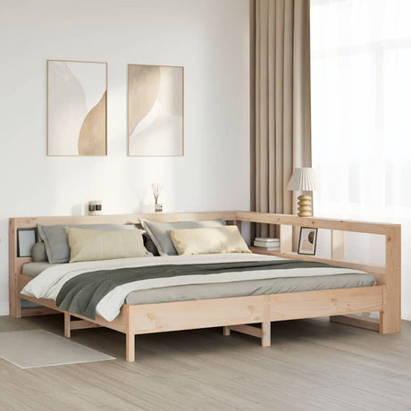 Bookcase Bed Without Mattress King Size Solid Wood Pine