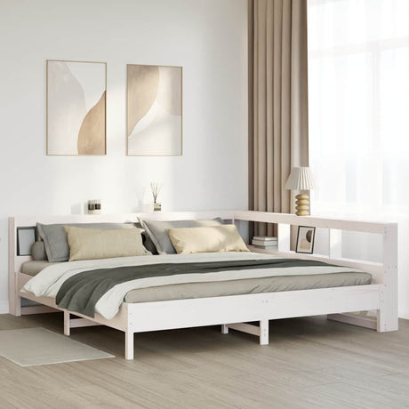 Bookcase Bed Without Mattress King Size Solid Wood Pine